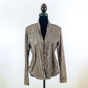 NEW Kardashian Glam Gold Sequin Open Front Steampunk Style Blazer Jacket